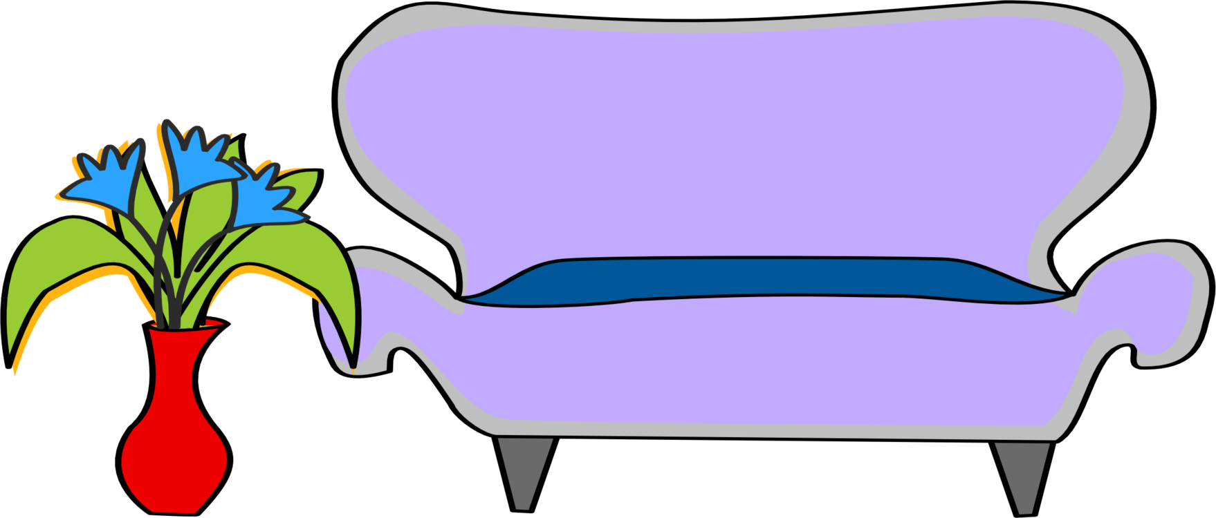 Couch Table Furniture Computer Icons Chair - Gambar Ruang Tamu Kartun Clipart (1758x750), Png Download