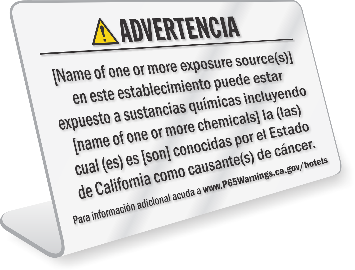 Hotel Exposure Prop 65 Sign - Spanish Sign Clipart (1500x1138), Png Download