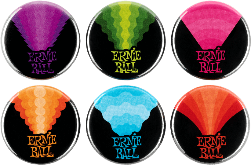 Colors Of Rock'n'roll 1" Assorted Buttons 6pk Front - P04008 Ernie Ball Clipart (1000x1000), Png Download
