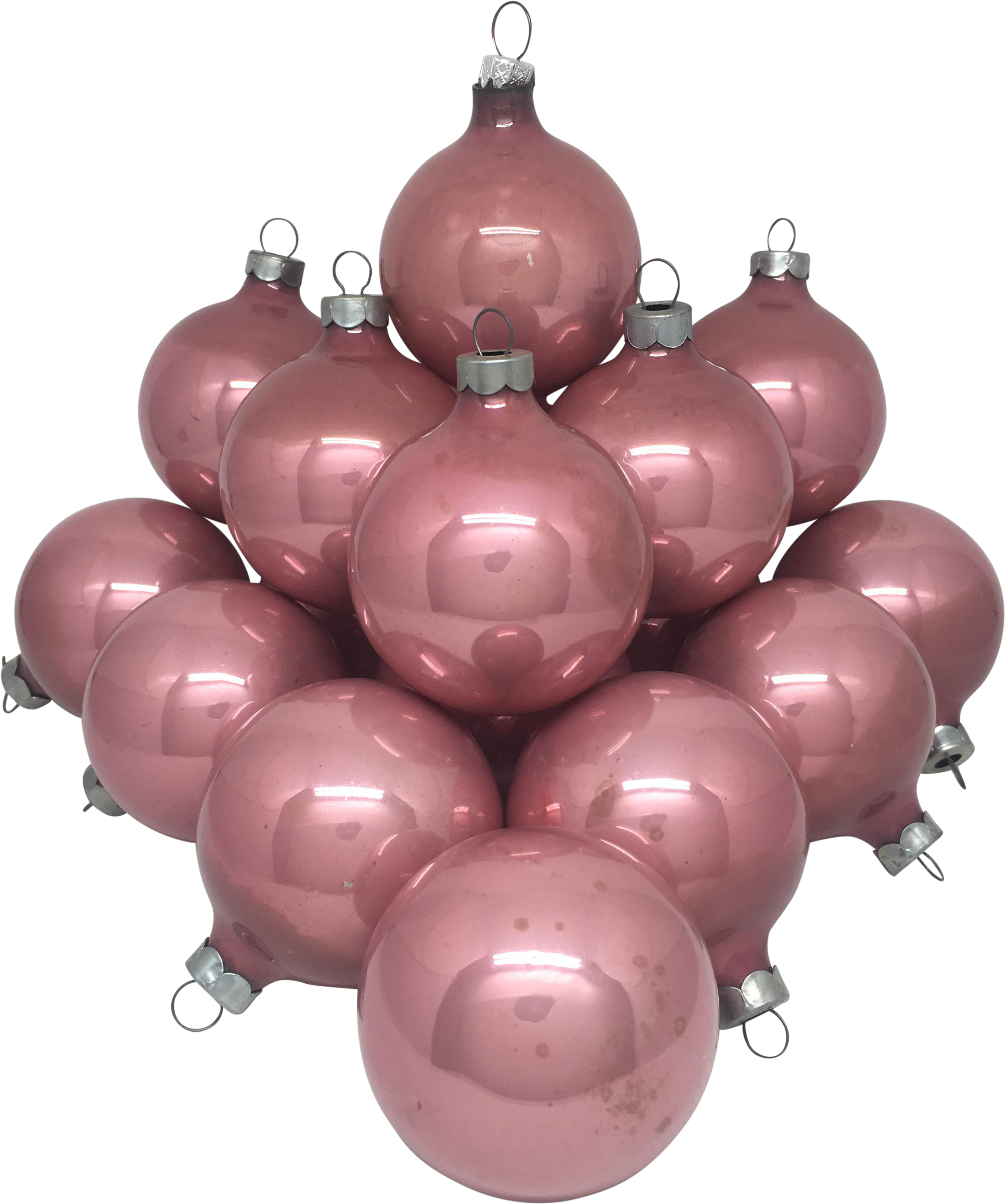 Vintage Metallic Blush Pink Glass Tree Ornaments- Set - Balloon Clipart (2534x3034), Png Download