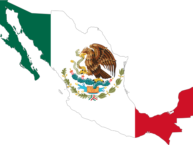 World Map Flag Clipart Png - Mexico Flag Map Png Transparent Png (640x480), Png Download