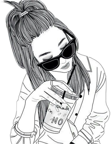 #outline #tumblr #art #people #freetoedit - Cool Girl Drawings Clipart (377x490), Png Download