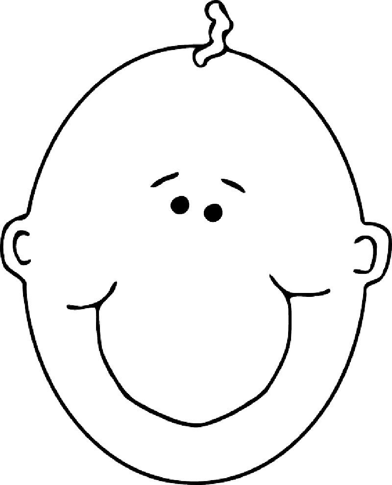 Baby, Head, Outline, People, Boy, Happy, Face, Human - Baby Head Clipart Black And White - Png Download (800x990), Png Download