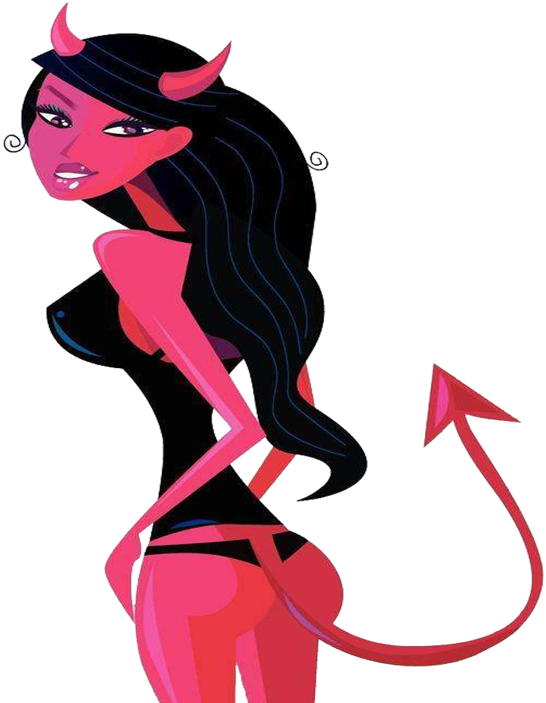 Satan Drawing Woman - Satan Femme Clipart (1000x1000), Png Download