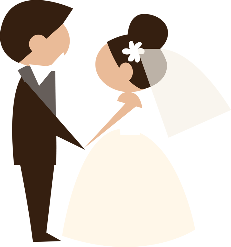 Wedding Art, - Bride And Groom Vector Png Clipart (750x800), Png Download
