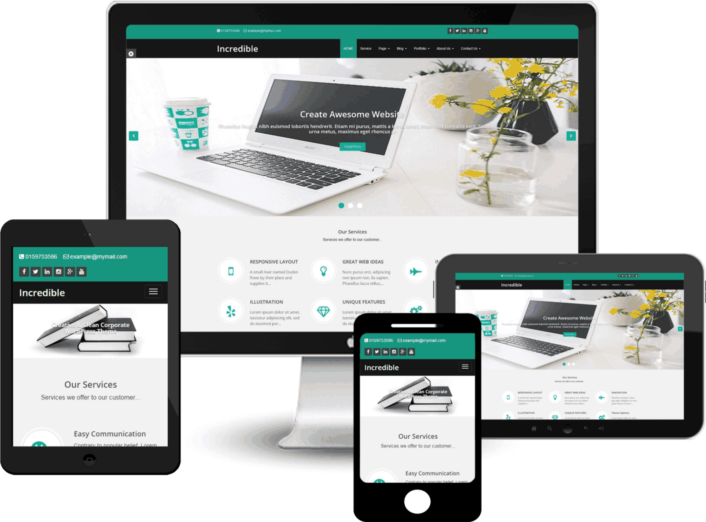 Incredible - Premium Wordpress Themes Clipart (2442x1804), Png Download