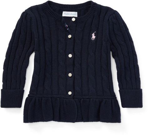 Ralph Lauren Baby Girl Cable Cotton Peplum Cardigan - Top Clipart (506x630), Png Download
