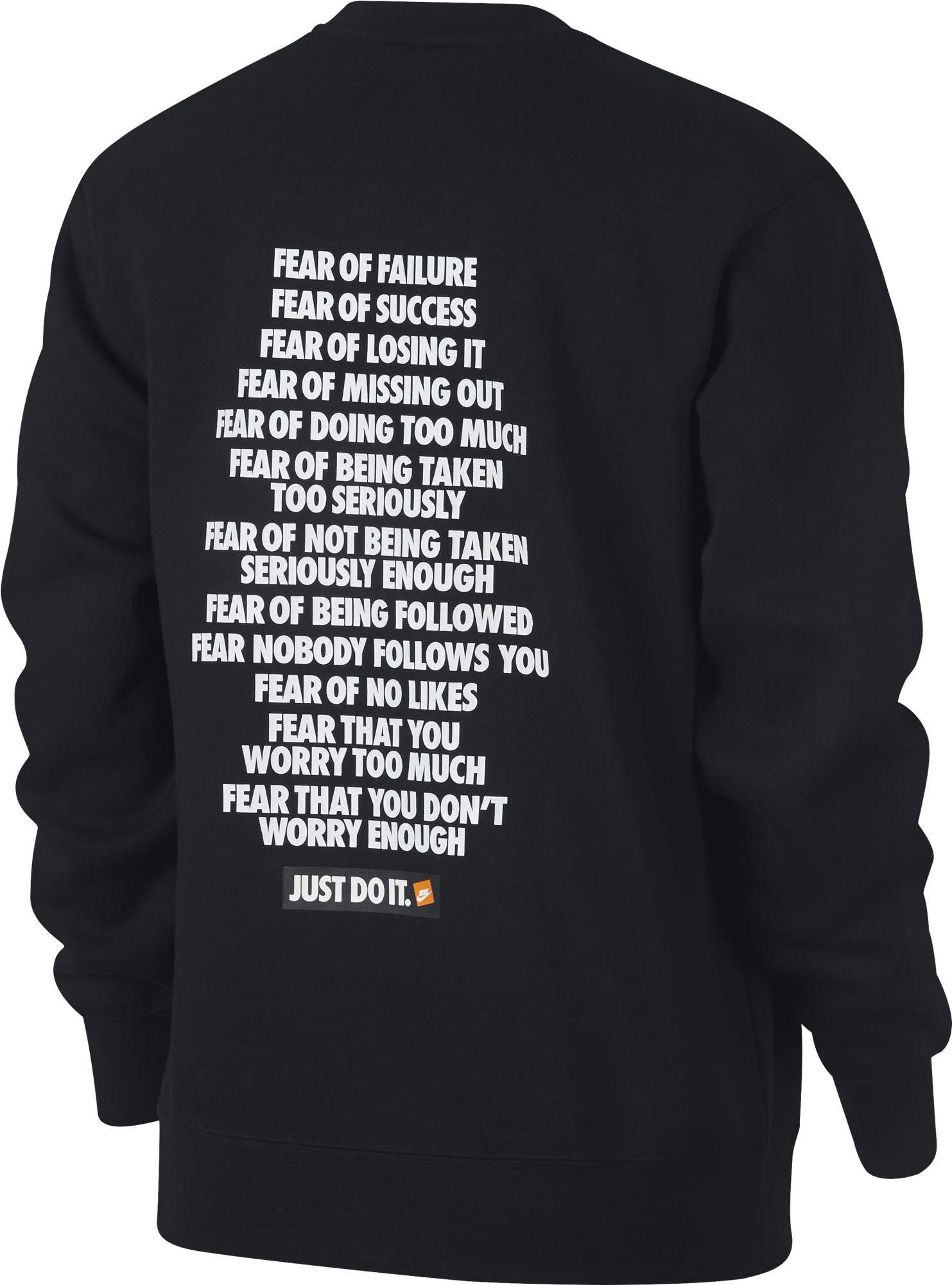 Nike Wmns ''just Do It'' Crewneck - Nike Fear Sweater Clipart (2000x2000), Png Download