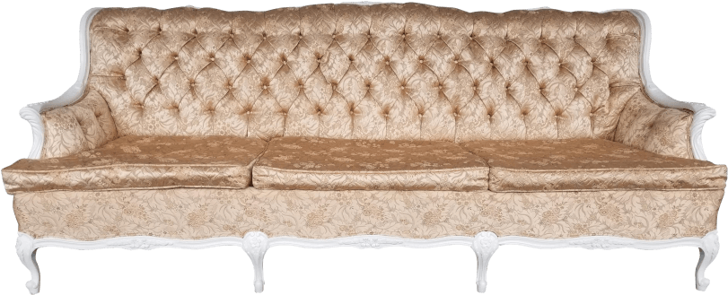 French Shimmery Pink Brocade Sofa - Studio Couch Clipart (900x364), Png Download