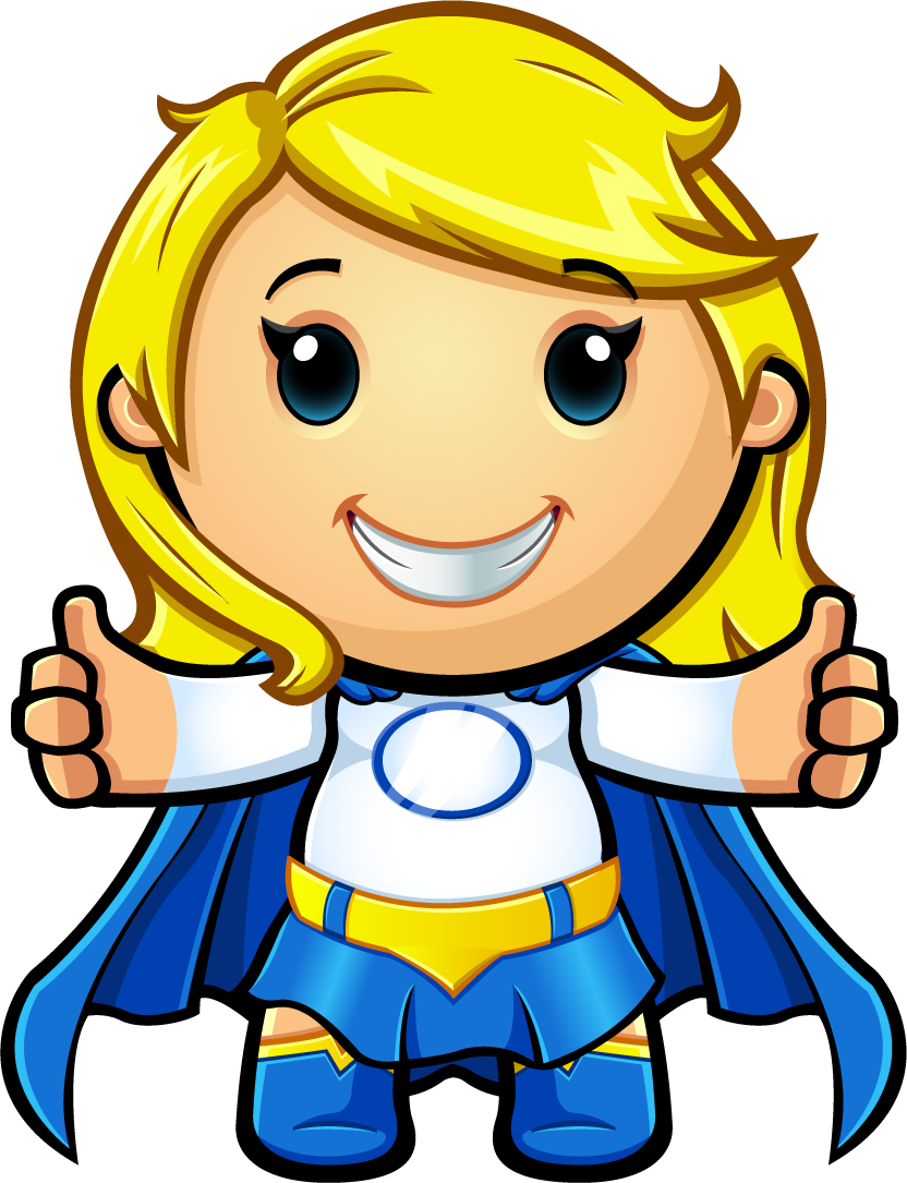 Blue And White Super Girl Two Thumbs Up - Girl Thumbs Up Cartoon Clipart (832x1085), Png Download