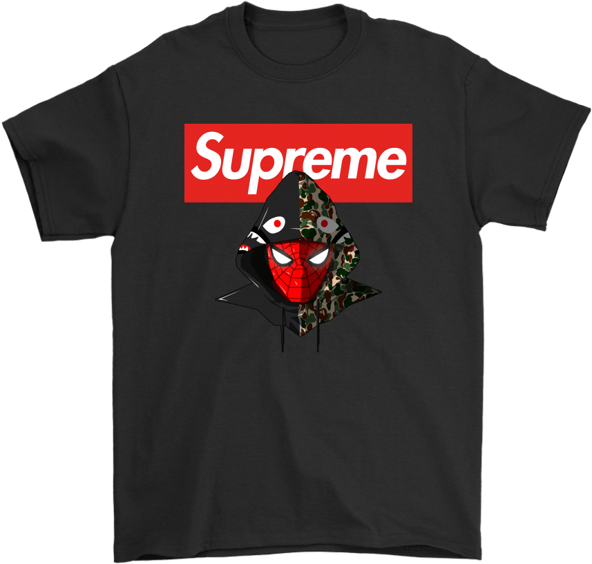 Supreme Spiderman Bape Hypebeast Shirts - Supreme Louis Vuitton Snoopy Clipart (857x815), Png Download
