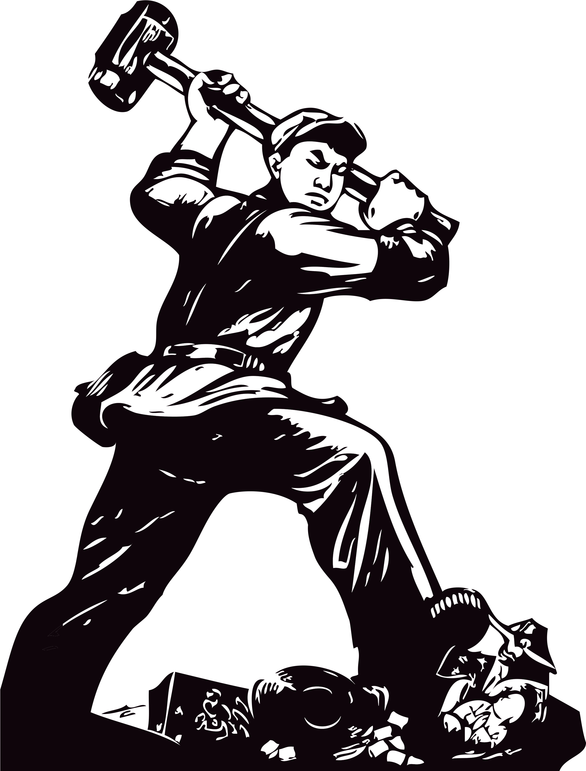 Hand Painted Black Working People Decoration Vector - International Workers' Day Clipart (2387x3140), Png Download