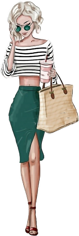 Shop Tumblr Sticker By - Fashion Illustration Girl Clipart (1024x1024), Png Download