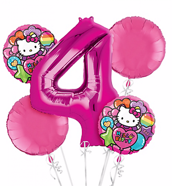 Balloon, Birthday, Party, Pink Png Image With Transparent - Hello Kitty 4th Png Clipart (800x800), Png Download