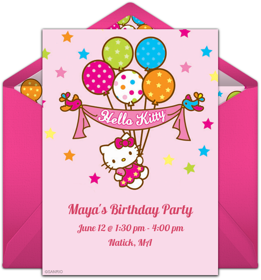 Hello Kitty Birthday Online Invitation - Hello Kitty Birthday Invitations Clipart (650x650), Png Download
