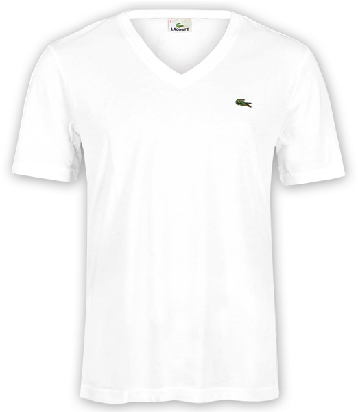~lacoste White Pima Vneck Tee - Transparent Background White T Shirt Png Clipart (522x601), Png Download