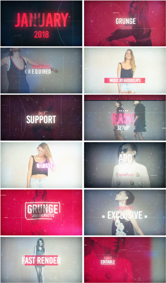 Videohive Grunge Fashion Free After Effects Template - Flyer Clipart (616x1000), Png Download