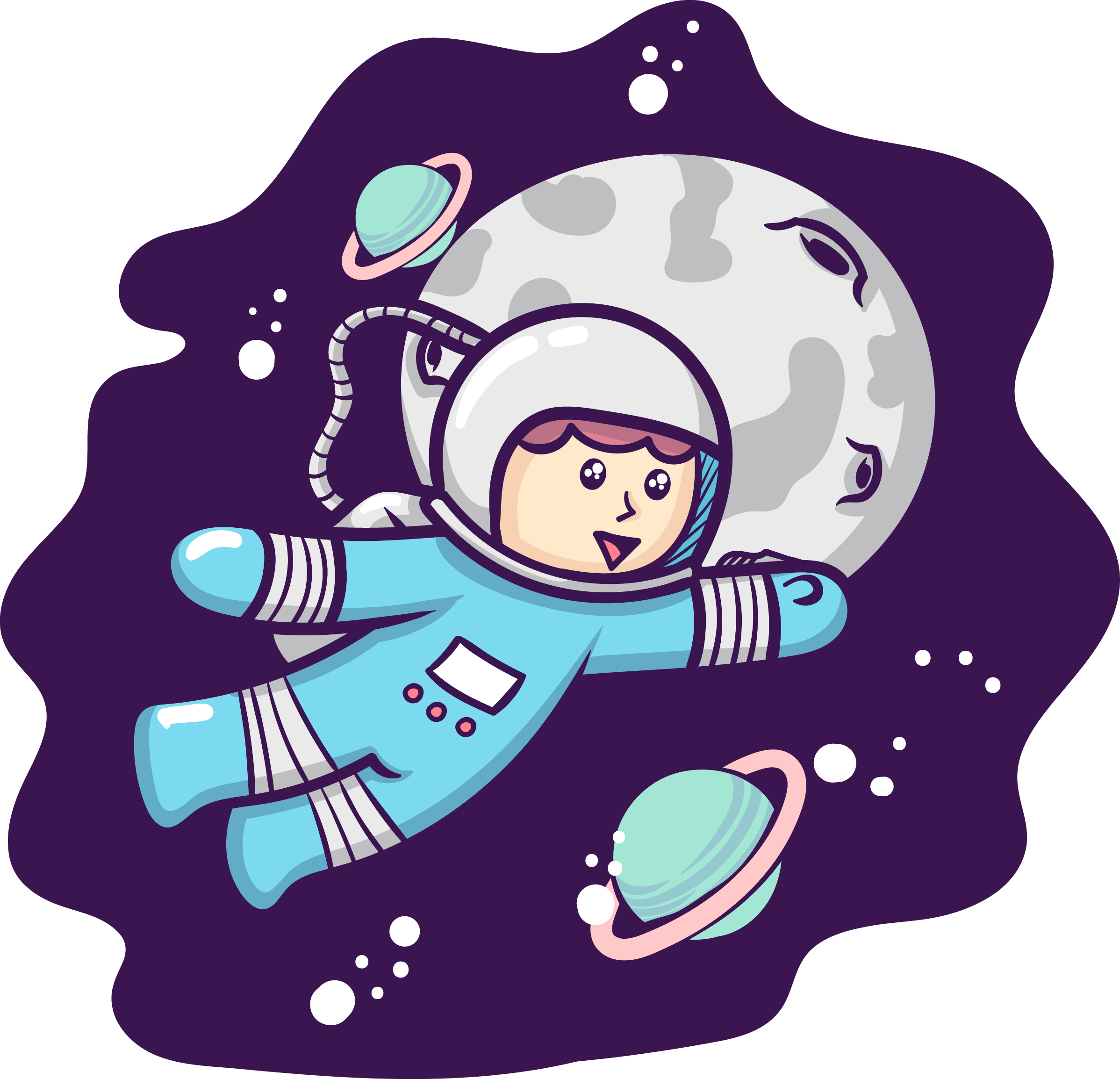 Moon - Astronauta Cute Clipart (2396x2308), Png Download