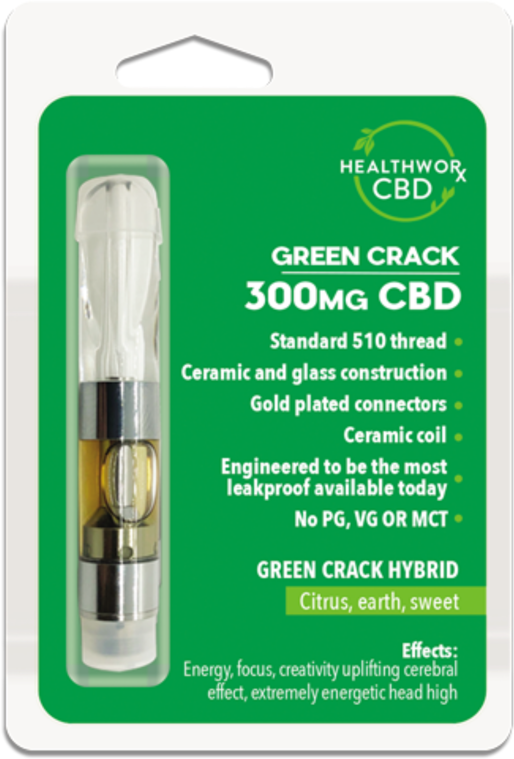 Green Crack 300mg Cbd Vaporizer Pen Cartridge By Healthworxcbd - Compact Fluorescent Lamp Clipart (1600x1600), Png Download