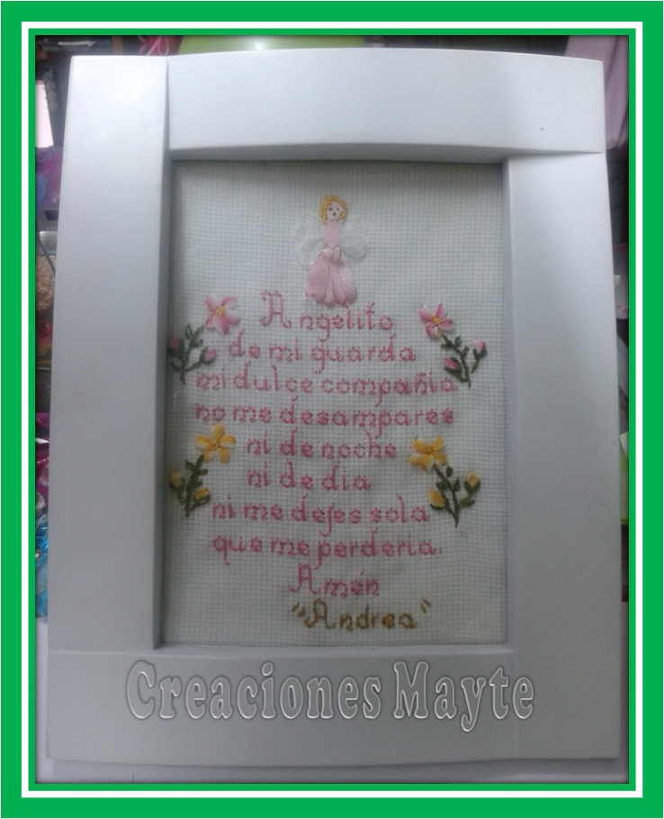 Oración Del Angelito De La Guarda, Bordado Y Enmarcado - Picture Frame Clipart (738x910), Png Download