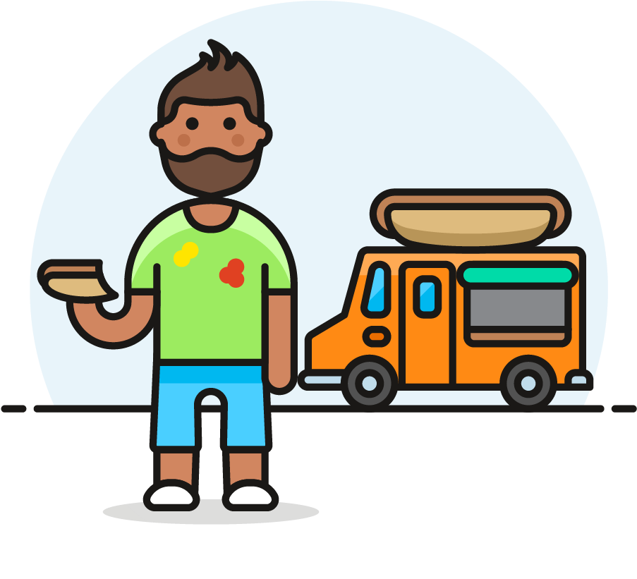 34 Hotdog Food Truck Male African American - Cartoon Clipart (1025x1148), Png Download