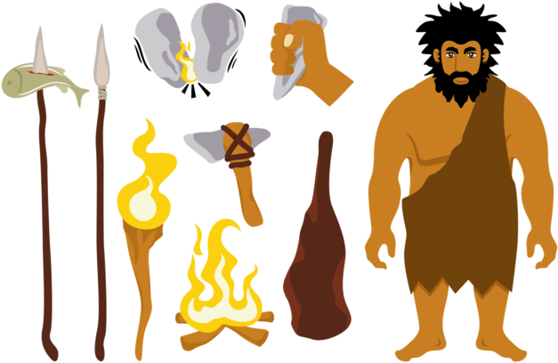 Ice Age Vector Icons - Primitive Man Clipart (700x490), Png Download
