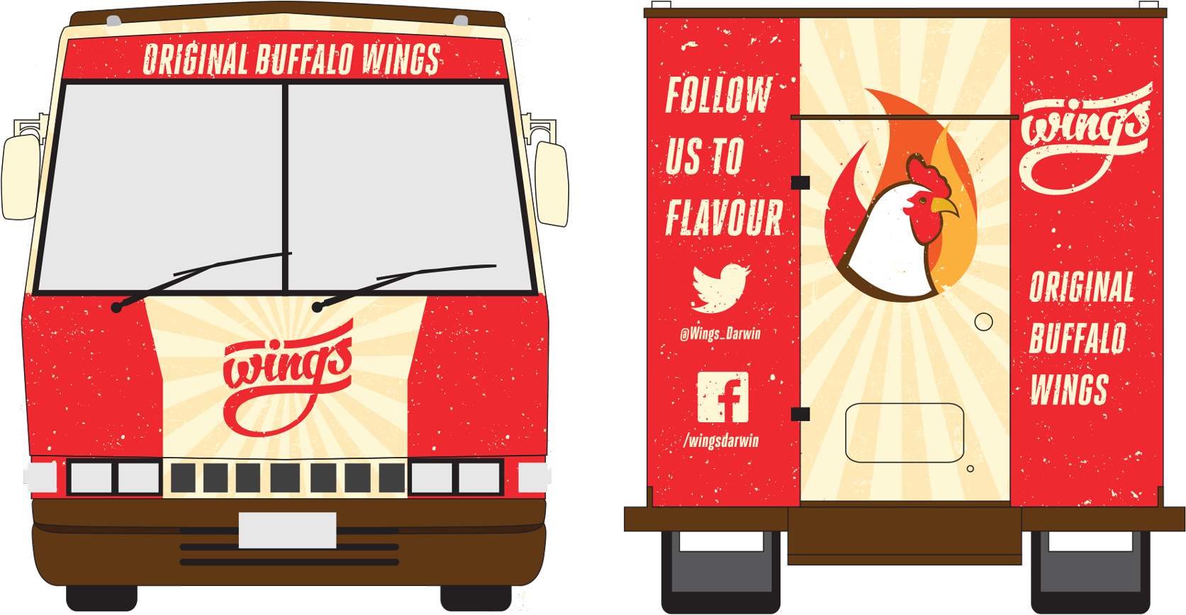Front And Back - Food Truck Back Design Clipart (1880x1128), Png Download