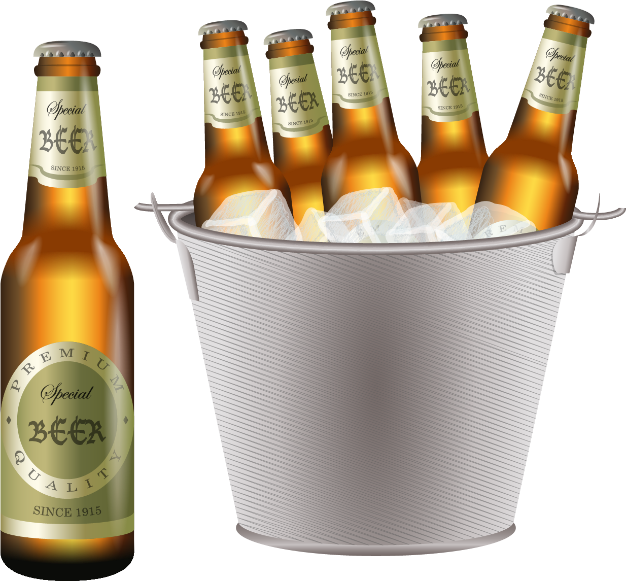 Picture Free Stock Beer Cocktail Wine Ice Beer Bucket - Beer Bucket Png Clipart (1297x1225), Png Download