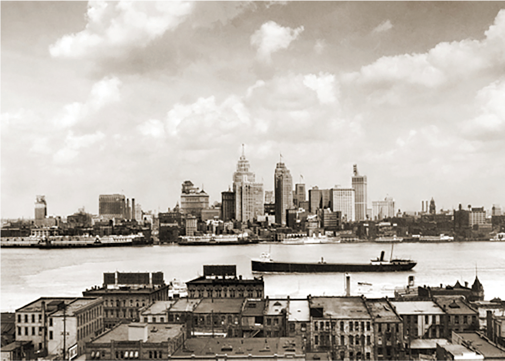 Old Detroit Skyline - Skyline Clipart (2083x2179), Png Download