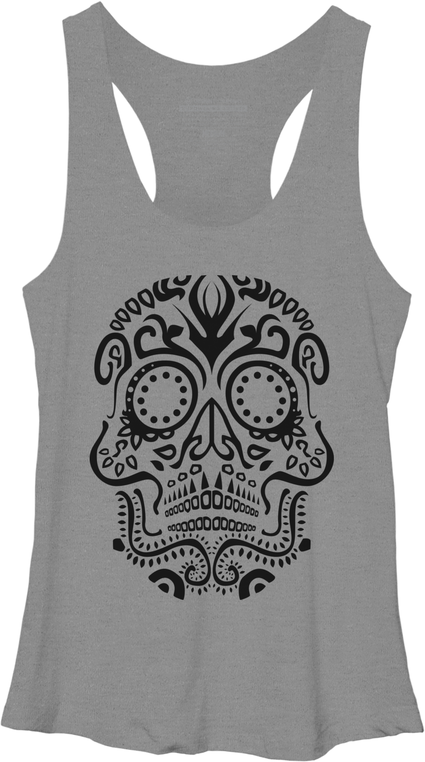 Day Of The Dead Skull No2 Racerback - Active Tank Clipart (1800x1800), Png Download