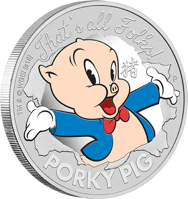 00 Silver Coin - Porky Pig Chinese New Year Clipart (606x642), Png Download