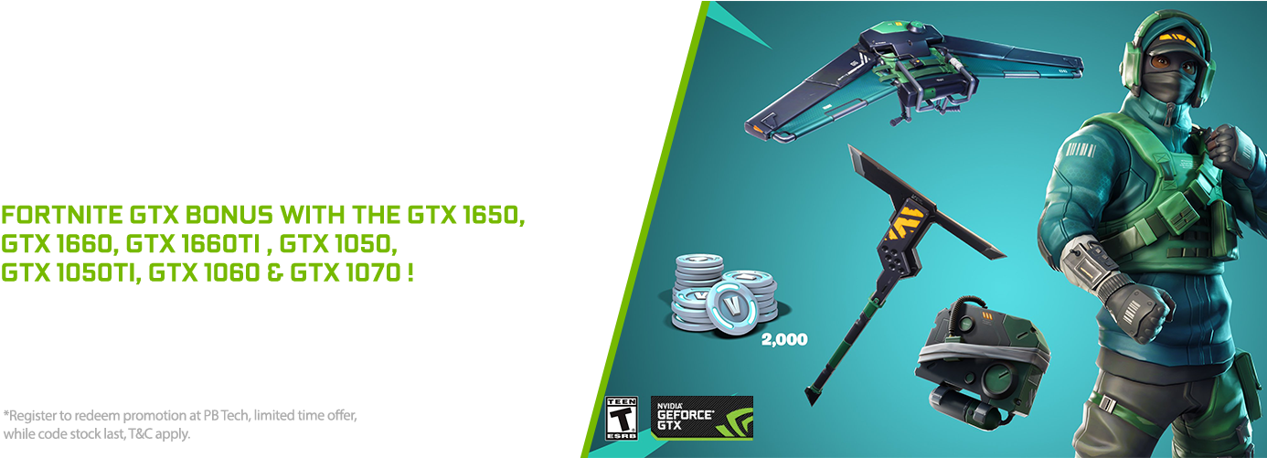 Picture Of Fortnite Pc Bonus At Pb Tech - Nvidia Geforce Fortnite Bundle Clipart (1440x500), Png Download