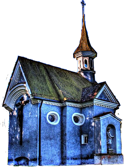 #church #blue #cross #steeple #door #windows #building - Beautiful Small Church Clipart (430x581), Png Download