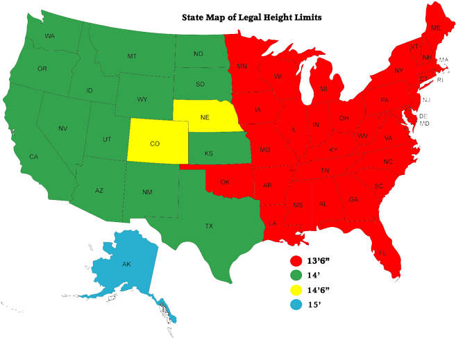 Legal Height Limits - Maximum Vehicle Height By State Clipart (665x488), Png Download