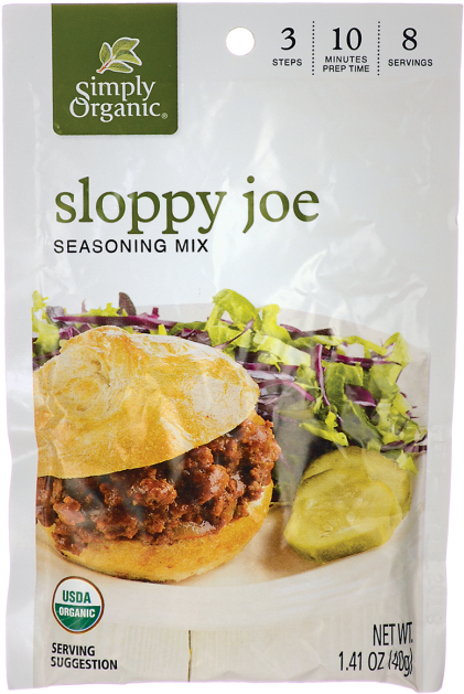 Stock Photo - Simply Organic Sloppy Joe Mix Clipart (650x650), Png Download