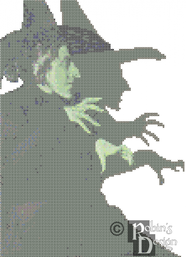 Wicked Witch Of The West Cross Stitch Pattern Pdf - Witch Wizard Of Oz Black And White Clipart (900x900), Png Download