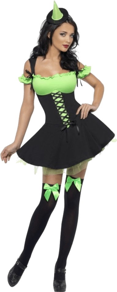 Fever Wicked Witch Green Costume - Green Wicked Witch Costume Clipart (600x951), Png Download