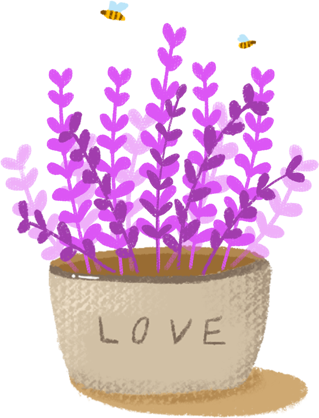 Hand Drawn Wind Cartoon Lavender Flowers Trees Png - ลาเวนเดอร์ การ์ตูน Clipart (2000x2000), Png Download
