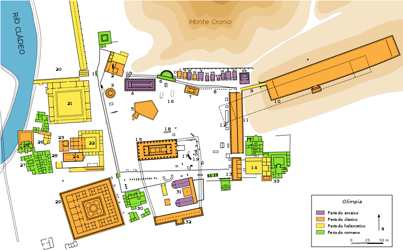 Archivo Plan De Olimpia Santuario Es Svg - Site Of Ancient Olympia Clipart (800x506), Png Download