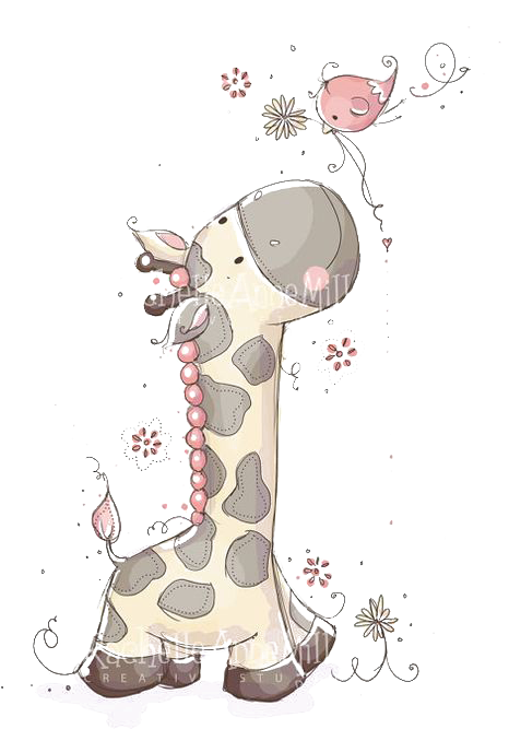 Cute Giraffe Illustrator Illustration Child Hq Image - Jirafa Y El Pichon Clipart (564x730), Png Download