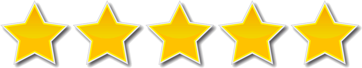 Bounce House Reviews Fresno, Ca - 5 Gold Stars Transparent Clipart (1202x441), Png Download
