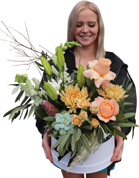 Dreamy Peach Hat Box - Bouquet Clipart (522x600), Png Download