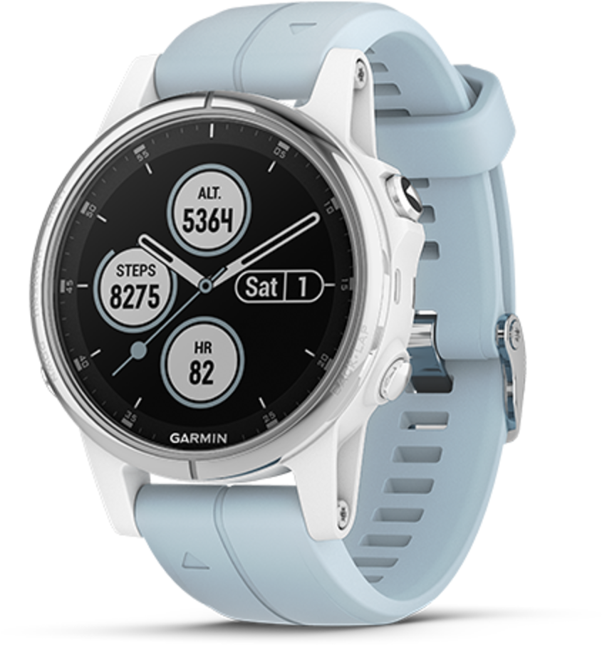 Fenix 5s Plus White With Sea Foam Blue Silicone - Garmin Fenix 5 S Plus Clipart (1200x1200), Png Download