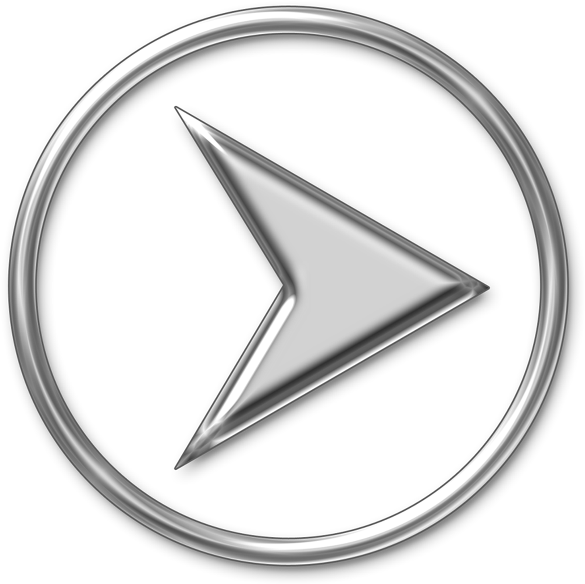 Arrow Silver Play Icon Web 1217938 - Silver Arrow Png Clipart (1920x1920), Png Download