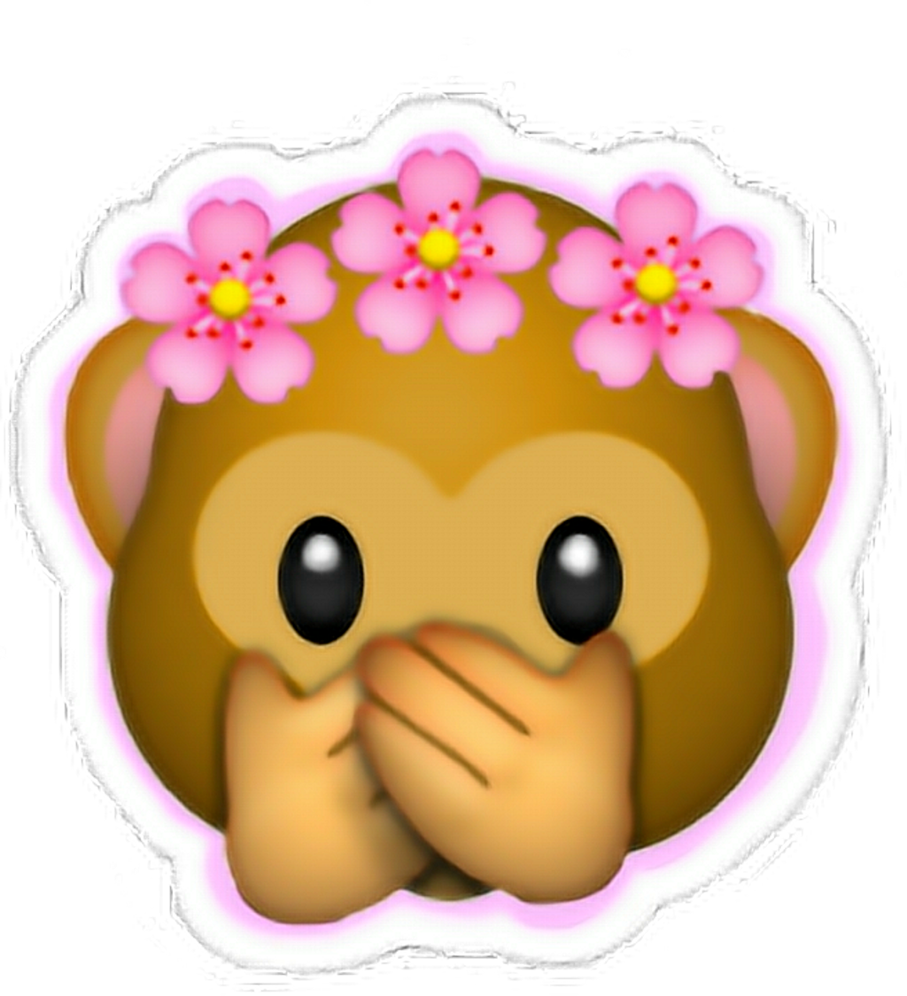Sticker Money Emoji Crown Flowers Flowercrown Pink - Monkey Emoji Clipart (656x720), Png Download