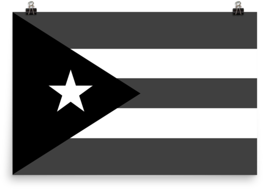 Puerto Rico Flag Black And White - Large Black Puerto Rican Flag Clipart (600x600), Png Download