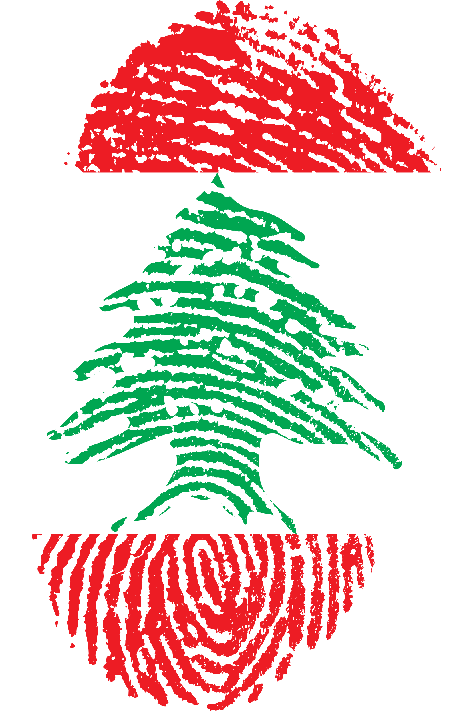 Lebanon Flag Fingerprint Country 654331 - Trinidad Fingerprint Clipart (1573x2488), Png Download