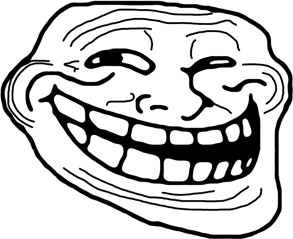 Trollface Transparent Background For Free Download - Transparent Background Troll Face Png Clipart (734x599), Png Download