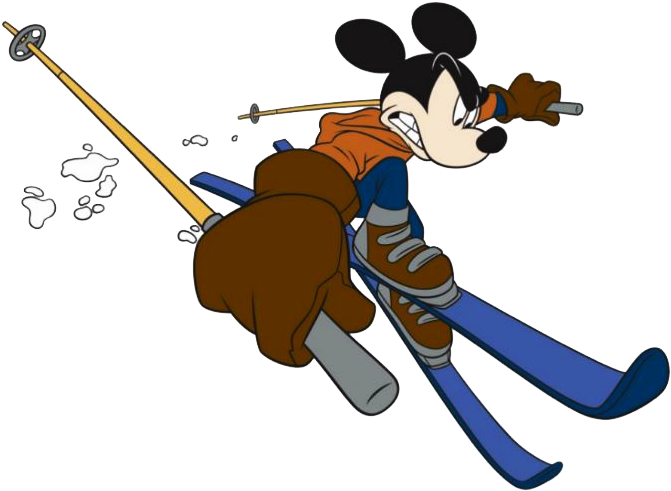 Mickey Mouse Clipart Hockey - Skiing Mickey Mouse Clipart - Png Download (684x502), Png Download