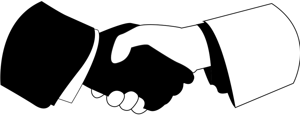 Black And White Handshake Png - Manos Estrechandose Png Clipart (960x480), Png Download